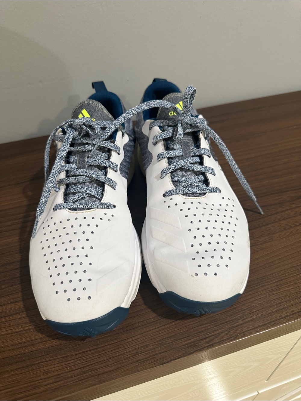 adidas White and Blue Men's Athletic Shoes